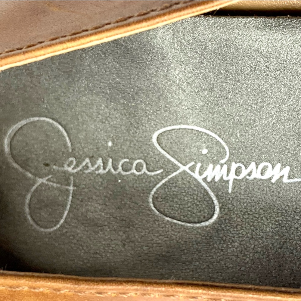 Jessica Simpson Brown Leather Ballet Toe Buckle Wedge Flats 8.5 Classic Preppy - Picture 15 of 16
